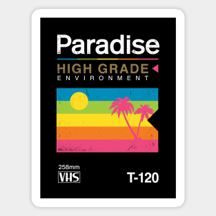 Retro VHS Paradise Pun Tropical Sunset Magnet